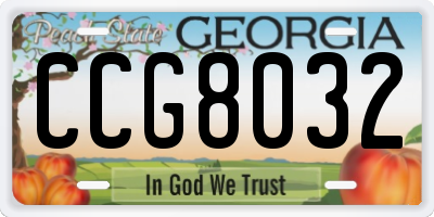 GA license plate CCG8032