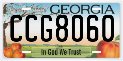 GA license plate CCG8060