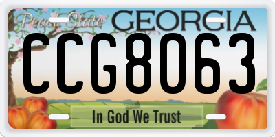 GA license plate CCG8063