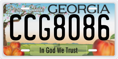 GA license plate CCG8086