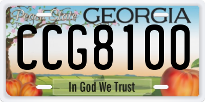 GA license plate CCG8100