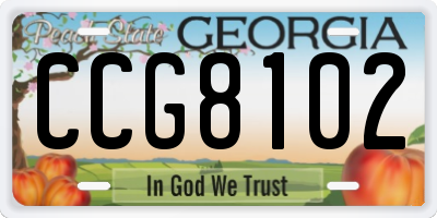 GA license plate CCG8102