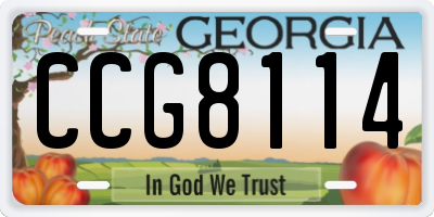 GA license plate CCG8114