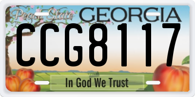 GA license plate CCG8117