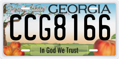 GA license plate CCG8166