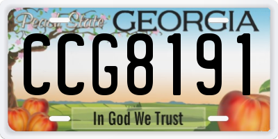 GA license plate CCG8191