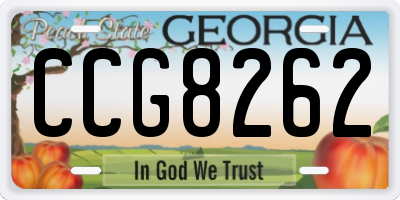 GA license plate CCG8262