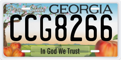 GA license plate CCG8266