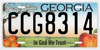 GA license plate CCG8314