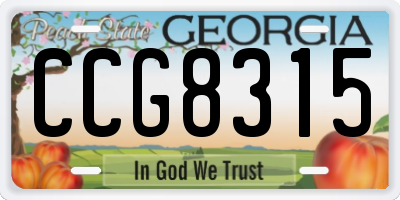 GA license plate CCG8315