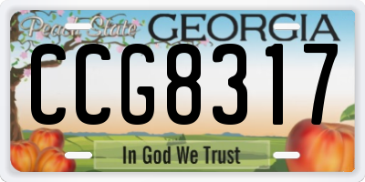 GA license plate CCG8317