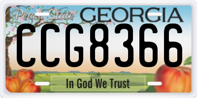 GA license plate CCG8366