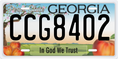 GA license plate CCG8402