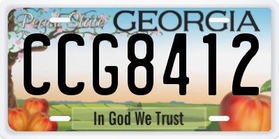GA license plate CCG8412