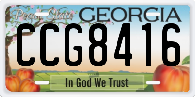 GA license plate CCG8416