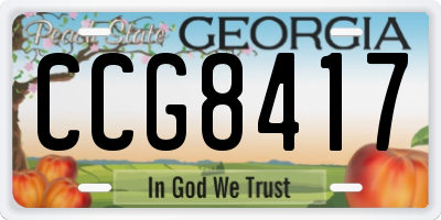 GA license plate CCG8417