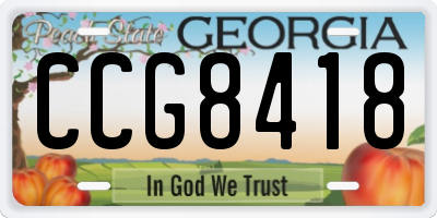 GA license plate CCG8418