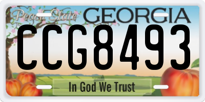 GA license plate CCG8493