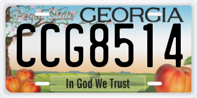 GA license plate CCG8514