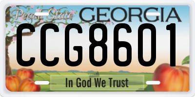 GA license plate CCG8601
