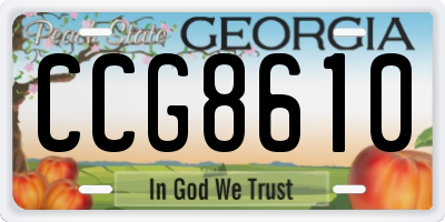 GA license plate CCG8610