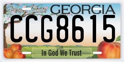 GA license plate CCG8615