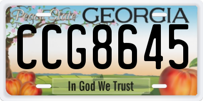 GA license plate CCG8645