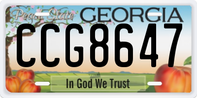 GA license plate CCG8647