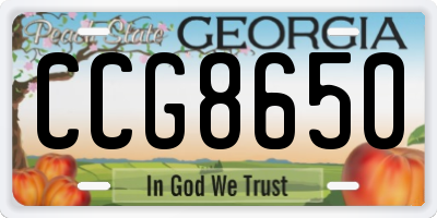 GA license plate CCG8650