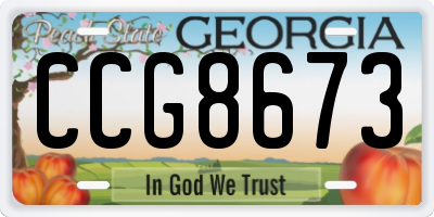 GA license plate CCG8673