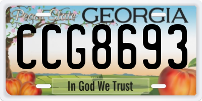 GA license plate CCG8693
