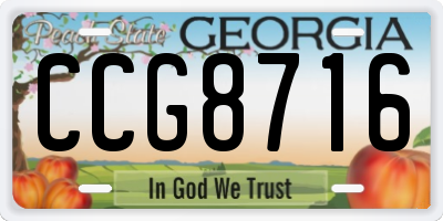 GA license plate CCG8716