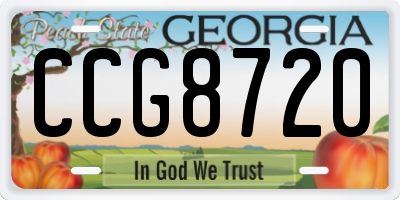 GA license plate CCG8720