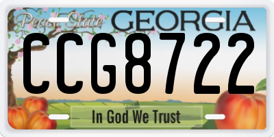 GA license plate CCG8722