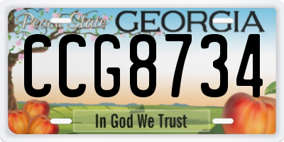 GA license plate CCG8734