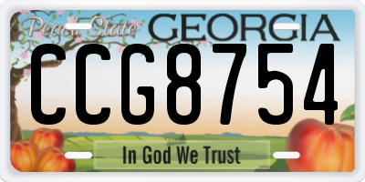 GA license plate CCG8754