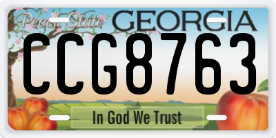 GA license plate CCG8763