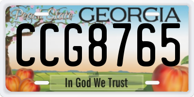 GA license plate CCG8765