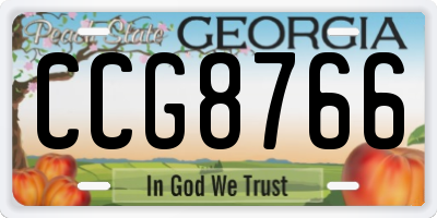 GA license plate CCG8766