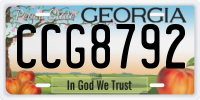 GA license plate CCG8792