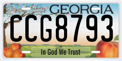 GA license plate CCG8793