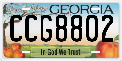 GA license plate CCG8802
