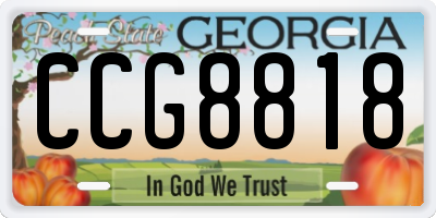 GA license plate CCG8818