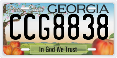 GA license plate CCG8838