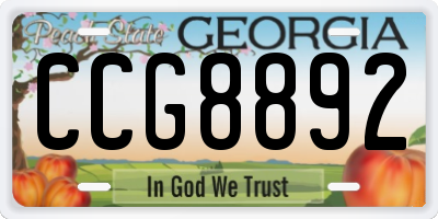 GA license plate CCG8892