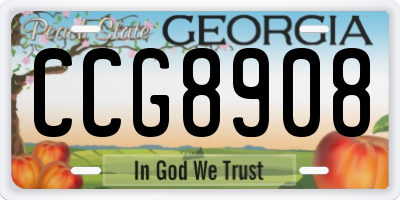 GA license plate CCG8908