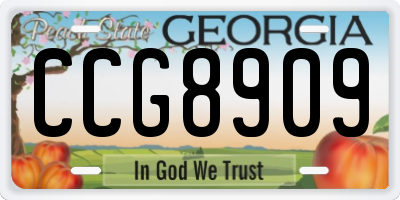 GA license plate CCG8909