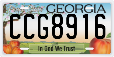 GA license plate CCG8916