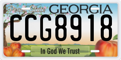 GA license plate CCG8918