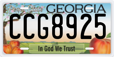 GA license plate CCG8925